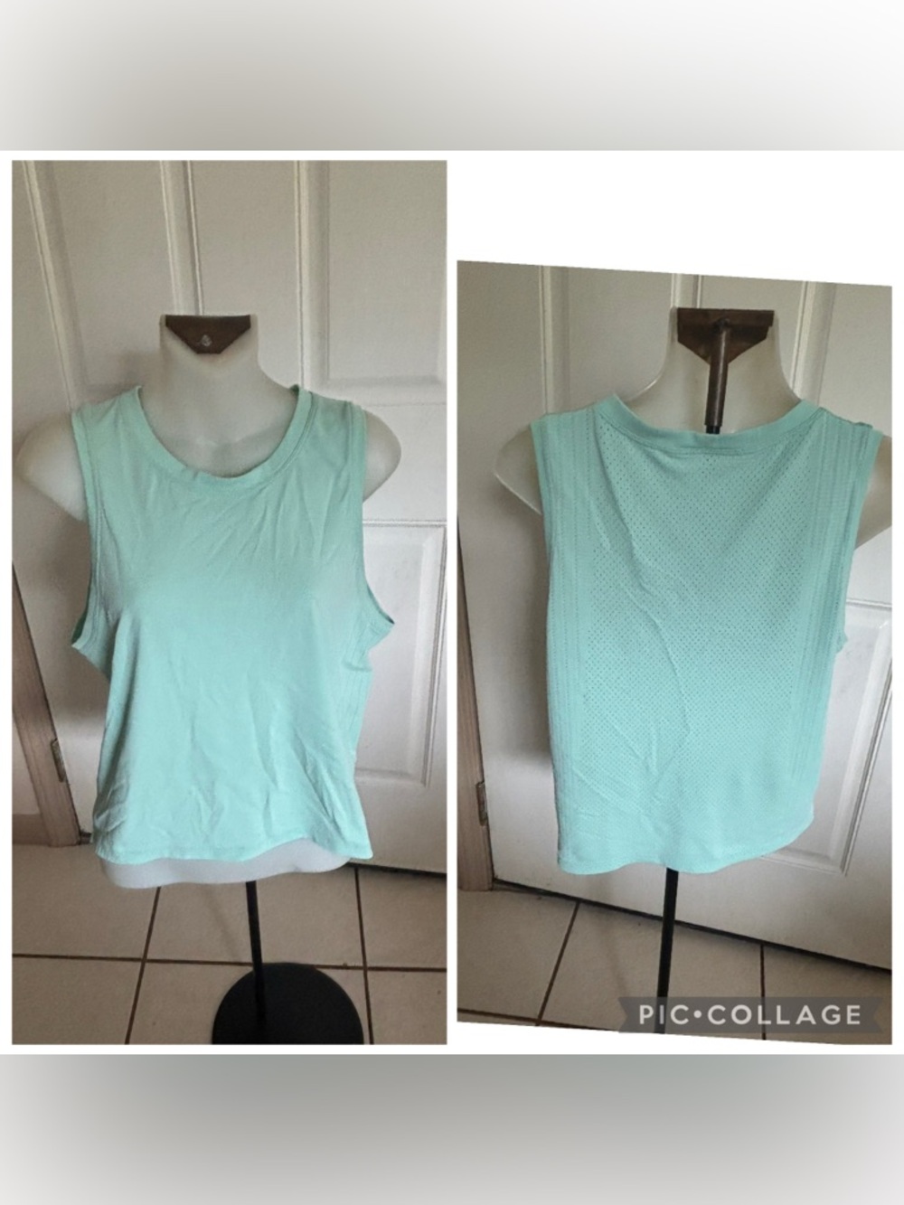 Size 6 Lululemon Wild Mint Train to Be waist length Sweat Wicking Tank.  In EUC!